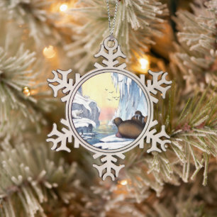 Eisbären, Walrus und Siegel Schneeflocken Zinn-Ornament