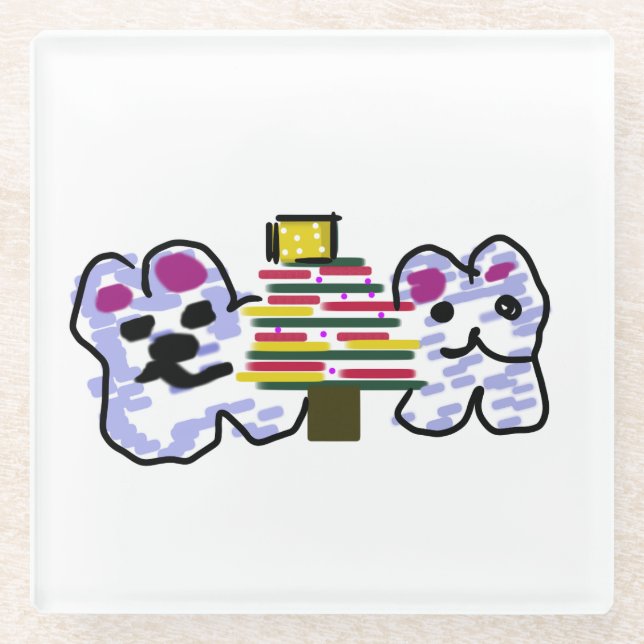 Eisbären Weihnachten Glasuntersetzer (Vorderseite)