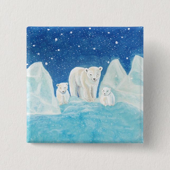 Eisbären & Winterlandschaft Button (Vorderseite)