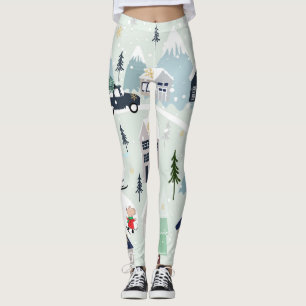 Eisbären-Winterlandschaft, Weihnachts-Hintergrund. Leggings