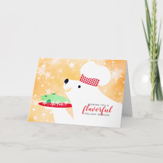 Eisbärenfisch Catering Koch Weihnachtsfest Feiertagskarte (Vorderseite)