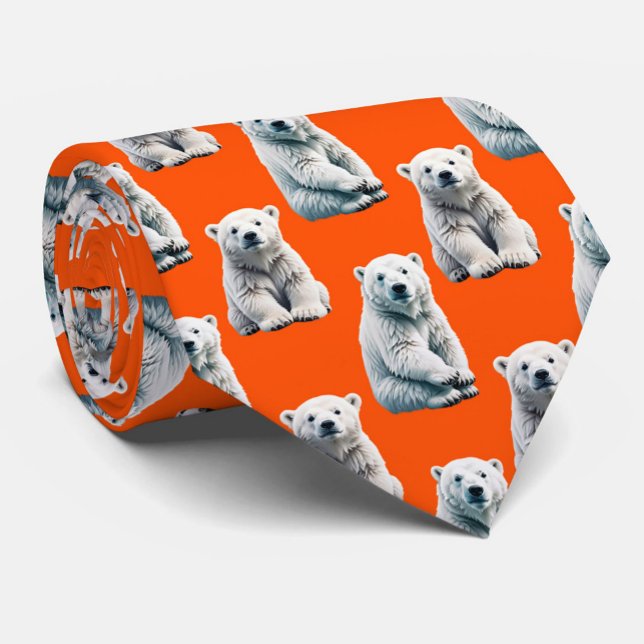 Eisbärenmusterdesign auf Orange Krawatte (Von Creator hochgeladen)