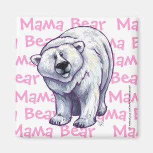 Eisbärin Polarbär Quadrat Magnet