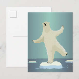 Eisbärkunstwerk balancierend auf Eisberg Postkarte