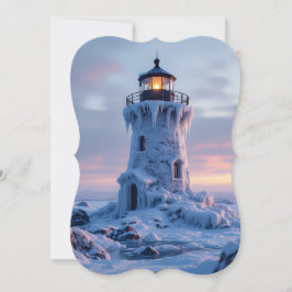 Eisbedeckter Leuchtturm Feiertagskarte