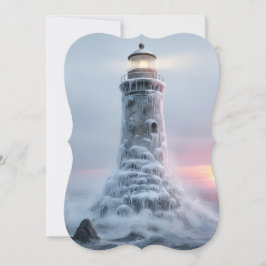 Eisbedeckter Leuchtturm Feiertagskarte