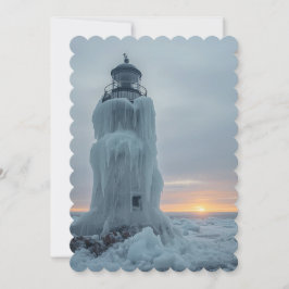 Eisbedeckter Leuchtturm Feiertagskarte