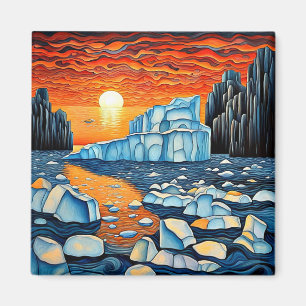 Eisberge bei Sonnenuntergang 5 Magnet