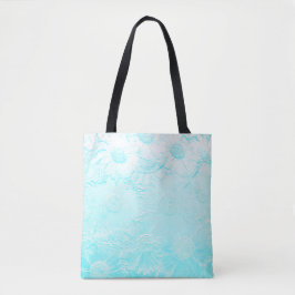 Eisblau geprägte Blume Tasche