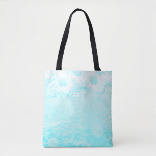 Eisblau geprägte Blume Tasche