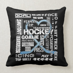 Eisblau-Heart-Hockey-Wörter weiße Logo Kissen