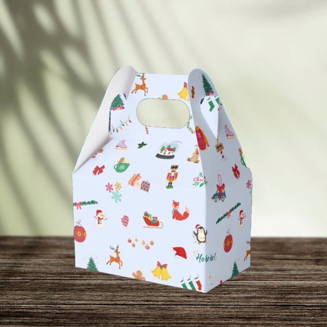 Eisblau niedliche Weihnachtsabbildungen Geschenkbo Geschenkschachtel (Von Creator hochgeladen)