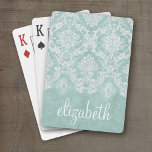 Eisblau Vintager Damast Muster mit grungy Finish Spielkarten<br><div class="desc">Ein Vintages Muster mit einem trendigen Design mit Juwelenfarben und Eleganz. Elemente können leichter angepasst werden, wenn Sie zuerst alle Foto und Texte ersetzen. Wenn Ihre Kunst noch angepasst werden muss, klicken Sie auf die Schaltfläche Diese anpassen. Das bringt Sie zu einem Designbereich, wo Sie Dinge bewegen und sogar Schriftart...</div>