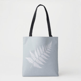 Eisblau Weiße Farn Minimalistische Botanik Tasche