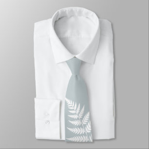 Eisblau Weiße Farne Einfach Elegante Hochzeit Krawatte