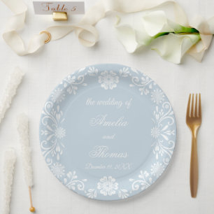 Eisblau Weiße Mexikanische Winterhochzeit Pappteller