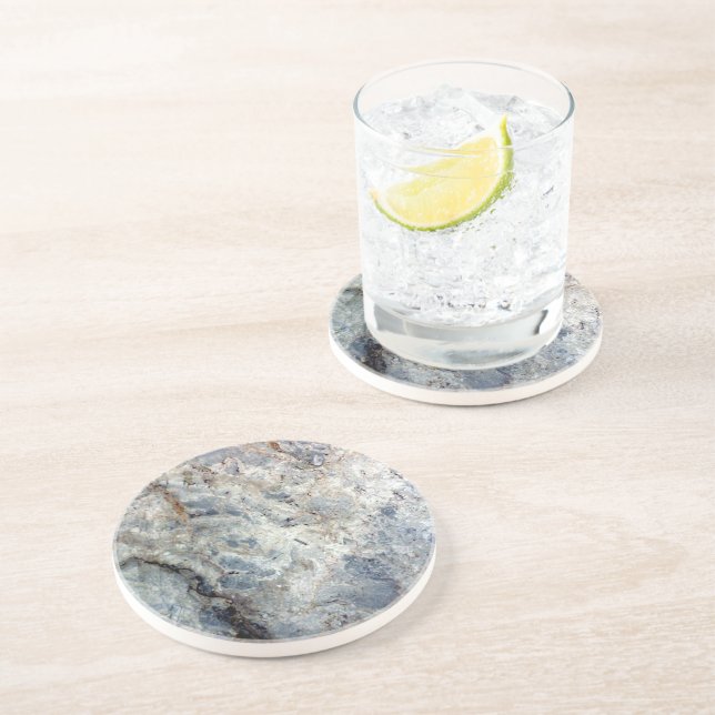 Eisblau, weißer Marmorstein Untersetzer (Seite)