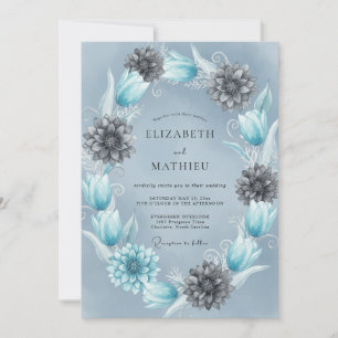 Eisblaue Ätherische Winterhochzeit Einladung