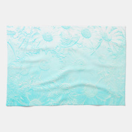 Eisblaue, blühende Blume mit Prägung Geschirrtuch