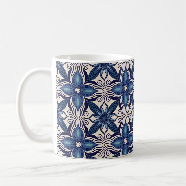 Eisblaue Blumen Kaffeetasse (Links)