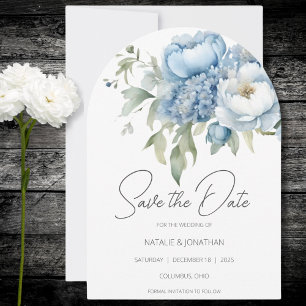 Eisblaue Floral Save-the-Date-Karte  Einladung