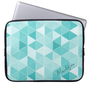 Eisblaue geometrische Dreiecksstruktur individuell Laptopschutzhülle