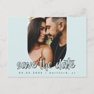 Eisblaue Paarfoto Moderne Hochzeitseinladung Ankündigungspostkarte