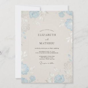 Eisblaue Rose Hochzeit Einladung