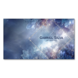 Eisblaue Saphir Blumen Gold Diamant Himmlisch Magnetische Visitenkarte