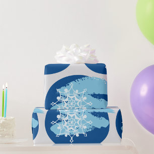 Eisblaue Schneeflocke Abstrakter Winterkreis Geschenkpapier