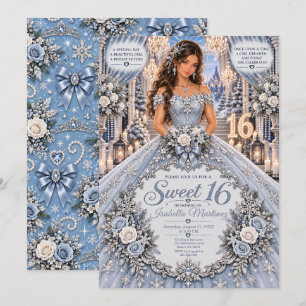 Eisblaue Sweet 16 Feier Einladung