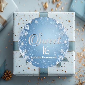 Eisblauer Frost Märchenhafter Winter Schnee Sweet  Runder Aufkleber