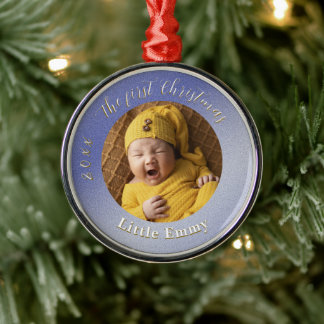 Eisblauer Glitter-Christbaumanhänger zum ersten We Ornament Aus Metall