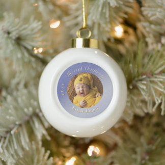 Eisblauer Glitter-Erstes-Christmas-Anhänger Keramik Kugel-Ornament