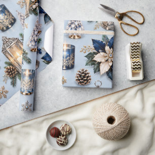 Eisblauer Saphir-Winterkerzenlicht Geschenkpapier