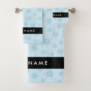 Eisblauer Schneeflocken, Ihr Name, Personalisieren Badhandtuch Set