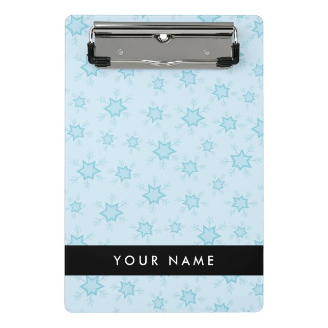 Eisblauer Schneeflocken, Ihr Name, Personalisieren Mini Klemmbrett (Vorderseite)