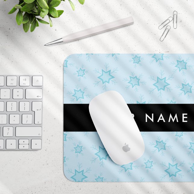 Eisblauer Schneeflocken, Ihr Name, Personalisieren Mousepad (Von Creator hochgeladen)
