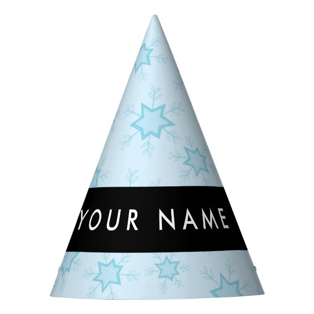 Eisblauer Schneeflocken, Ihr Name, Personalisieren Partyhütchen (Vorderseite)