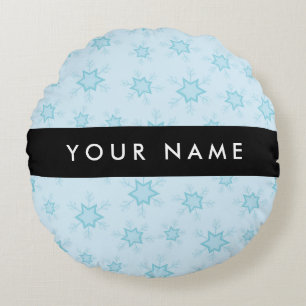 Eisblauer Schneeflocken, Ihr Name, Personalisieren Rundes Kissen