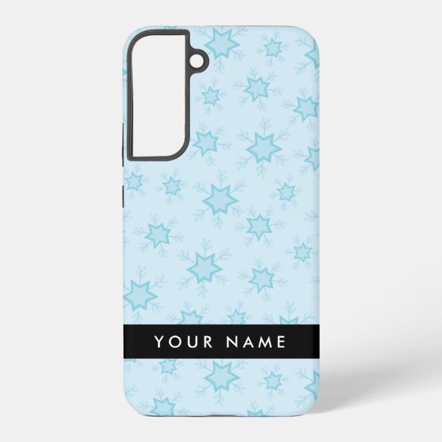 Eisblauer Schneeflocken, Ihr Name, Personalisieren Samsung Galaxy Hülle (Rückseite)