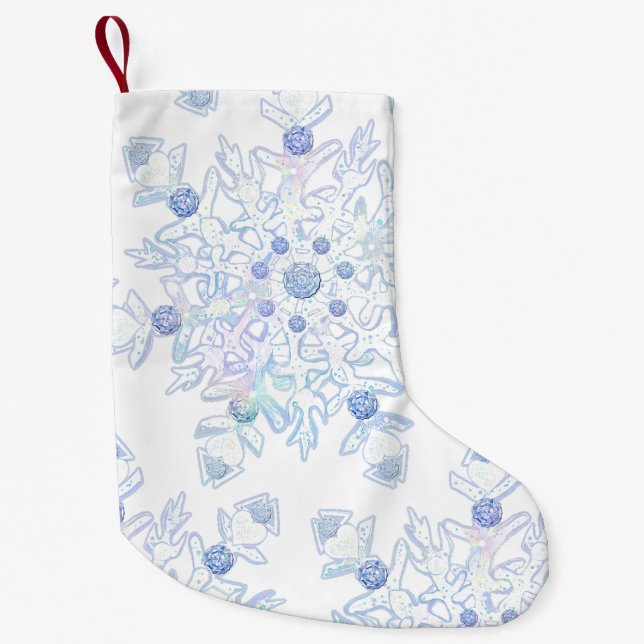 Eisblauer Schneeflocken Kleiner Weihnachtsstrumpf (Vorderseite)