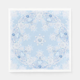 Eisblauer Schneeflocken Serviette