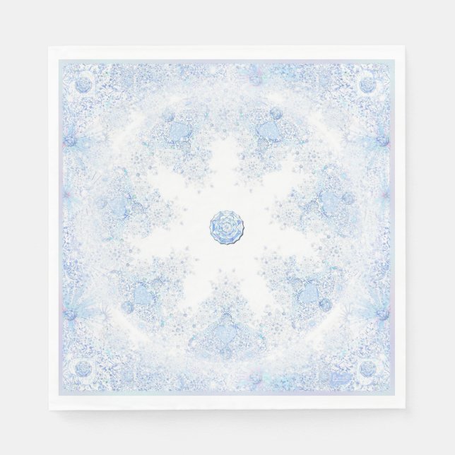 Eisblauer Schneeflocken Serviette (Vorderseite)