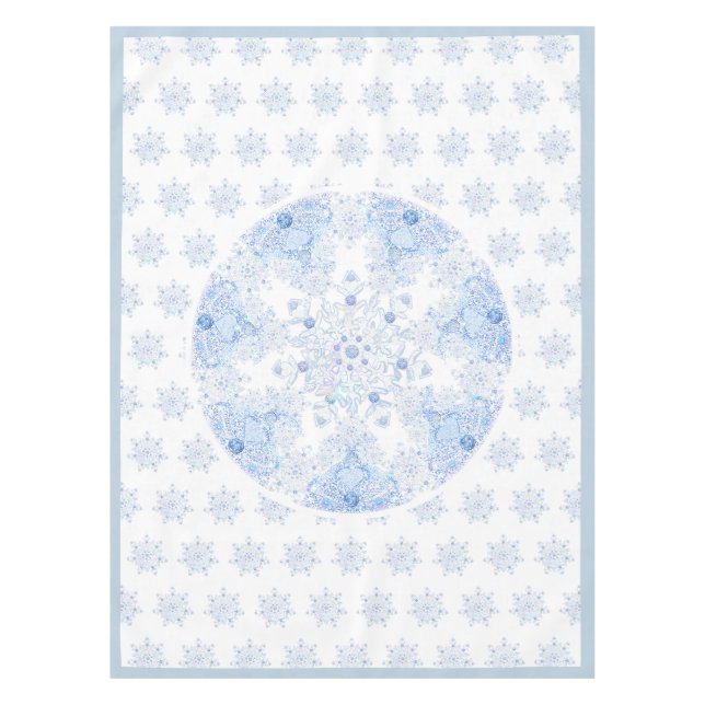 Eisblauer Schneeflocken Tischdecke (Vorderseite)