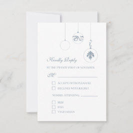 Eisblauer Weihnachtsbaumschmuck Winterhochzeit RSVP Karte