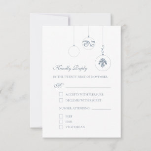 Eisblauer Weihnachtsbaumschmuck Winterhochzeit RSVP Karte