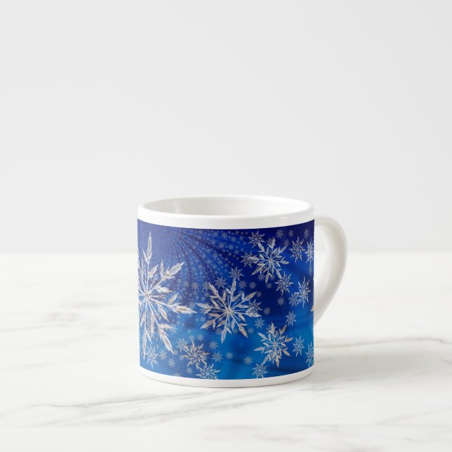 Eisblauer Weihnachtsstern Espressotasse (Vorderseite Rechts)