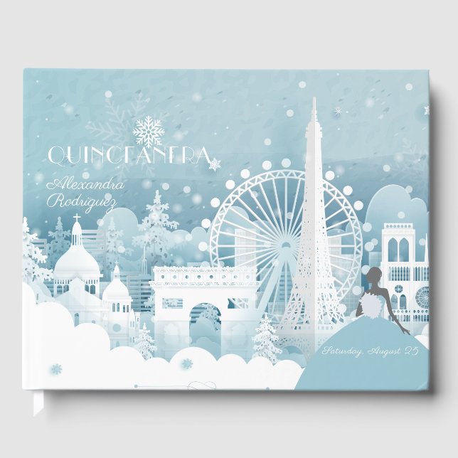 Eisblauer Winter in Paris Gästebuch (Vorderseite)