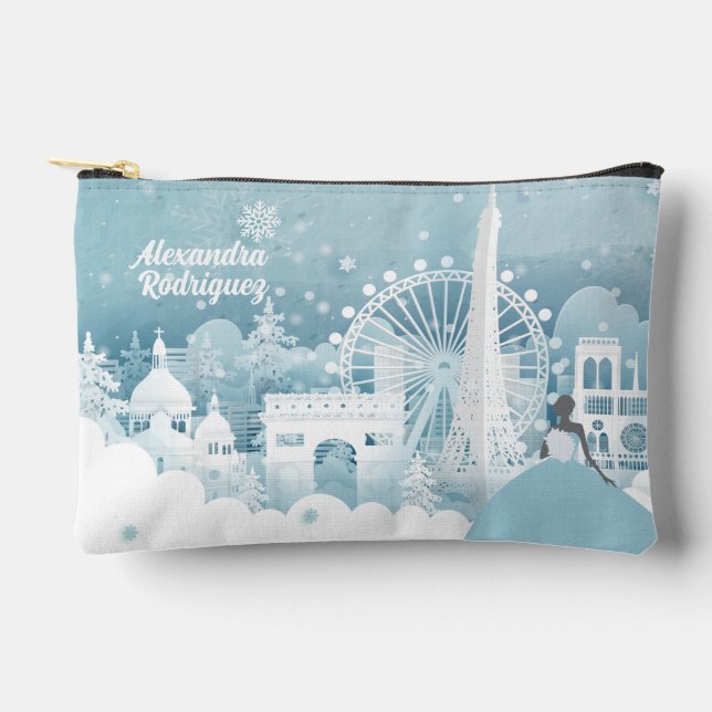 Eisblauer Winter in Paris Zubehörtasche (Vorderseite)